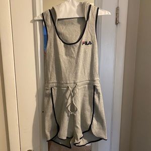 One piece hooded fila short set